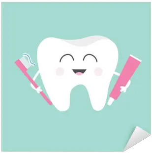 Sticker Tooth Holding Toothpaste And Toothbrush Cute Funny Monday Tooth Png Tooth Brush Icon