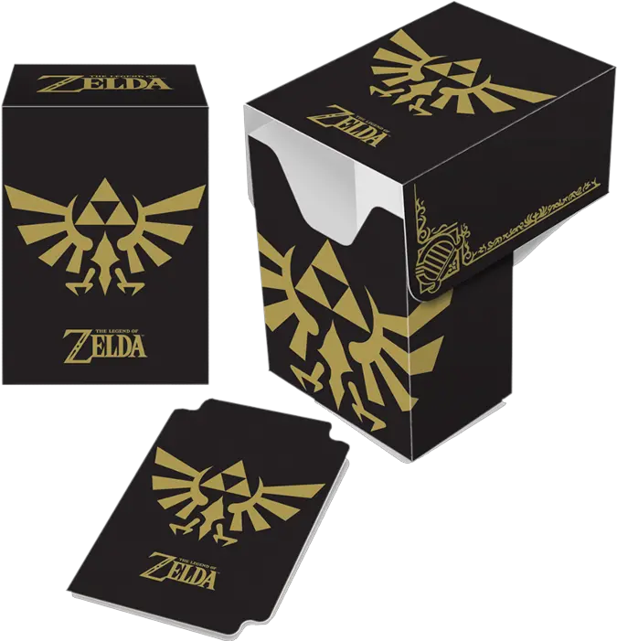 The Legend Of Zelda Ultra Pro Black And Gold Full View Deck Box Deck Box Zelda Png Legend Of Zelda Logo