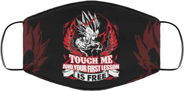 Vegeta Touch Me And Your First Lesson Is Free Face Mask Too Close You Are Baby Yoda Face Mask Png Vegeta Logo