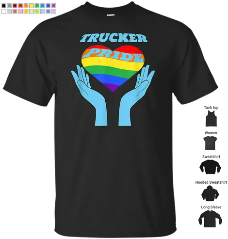 Trucker Pride Lgbt Heart Rainbow Flag T Shirt Png Rainbow Flag Png