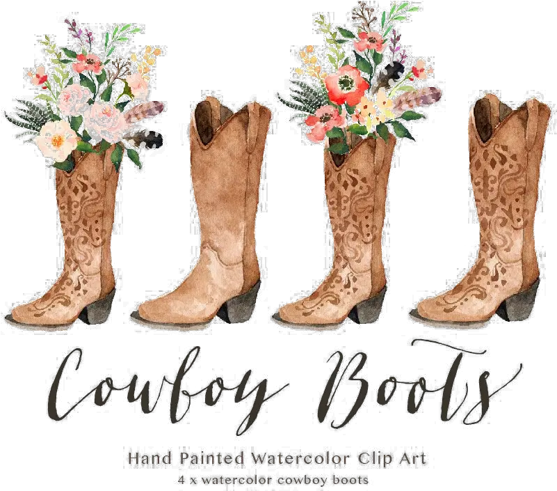 Cowgirl Boots Clipart Png Cowgirl Boots With Flowers Clipart Boot Transparent