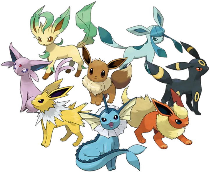 Eevee Eevee All Eevee Evolutions Shiny Png Glaceon Png