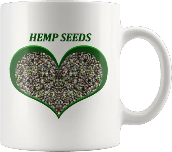 Hemp Seeds In A Green Heart 11 Oz White Ceramic Mug Mug Png Green Heart Png