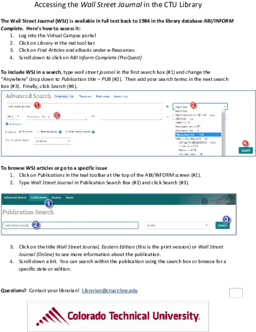 Pdf Accessing The Wall Street Journal In Ctu Library Screenshot Png Wall Street Journal Logo Png