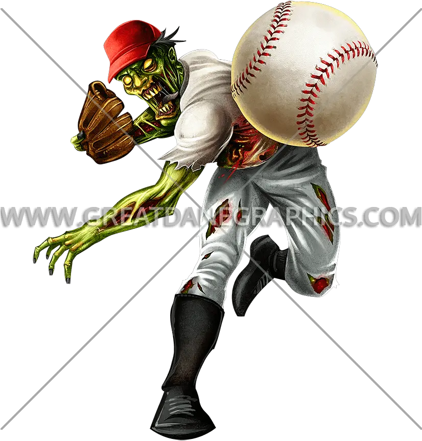 Zombie Baseball Production Ready Artwork For T Shirt Printing Zombie Baseball Player Png Baseball Png