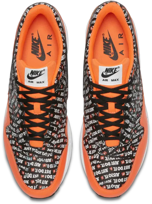 Nike Air Max 1 Prm Just Do It Orange Black 875844 008 Nike Free Png Just Do It Transparent