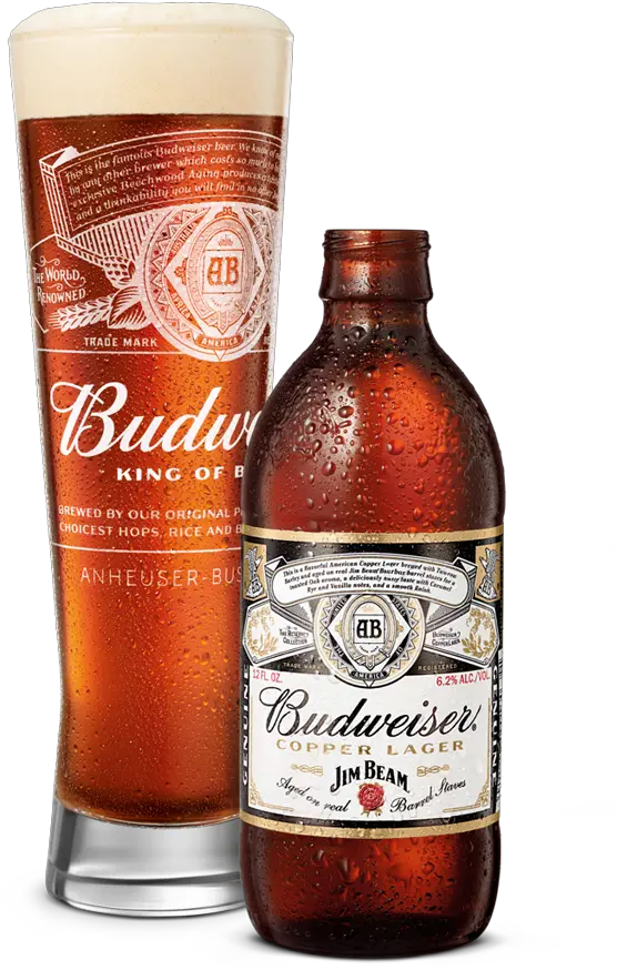 Download Beer Poured In Glass Next To Bottle Budweiser Png Budweiser Budweiser Bottle Png