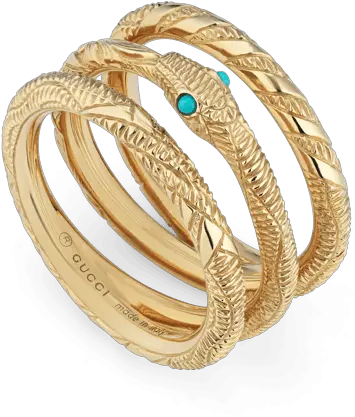 Gucci Ourobos Triple Band 18k Gold And Gold Gucci Snake Ring Png Gucci Snake Logo