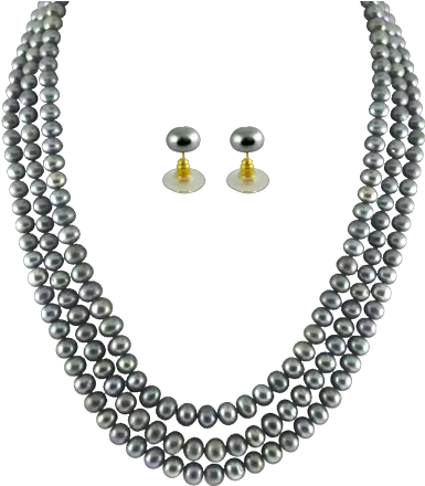 Download Jpearls Sjpja 229 3 String Grey Pearl Set Three Solid Png String Of Pearls Png