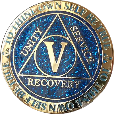 5 Year Aa Medallion Reflex Glitter Blue Gold Plated Sobriety Chip Coin Five Ebay 5 Year Aa Medallion Png Flying Spaghetti Monster Icon