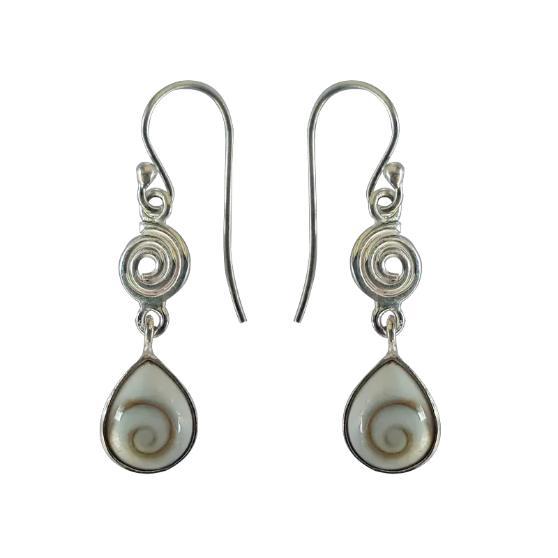 Shiva Eye Shell Spiral Silver Sterling Earrings Png Tear Drop Tattoo Png