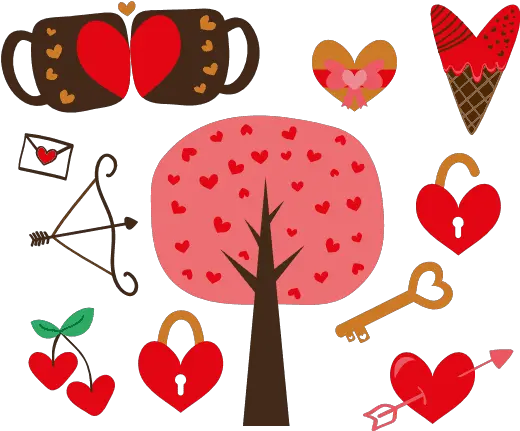 Valentineu0027s Day Bundle Hearts Love Tree Ice Cream Free Girly Png Files Icon Set