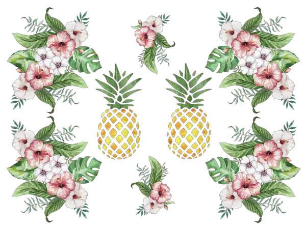 Bleed Area May Not Be Visible Hawaiian Flowers And Pineapple With Tropical Flowers Png Hawaiian Flowers Png