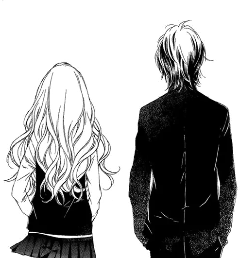 Sad Couple Transparent Png Mart Anime Couple Black And White Sad Girl Png