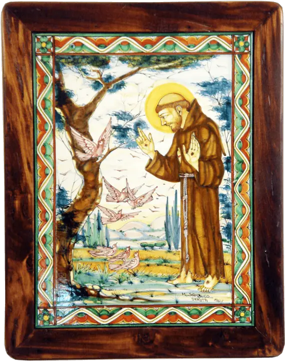 St Francis Preaches To The Birds 11 34x15 34in Wframe The Champion Png Saint Francis Of Assisi Icon