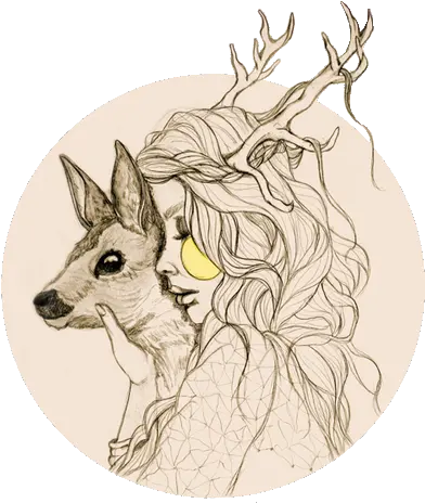 Download Girl Drawingspencil Deer Drawing Png Deer Icon Tumblr