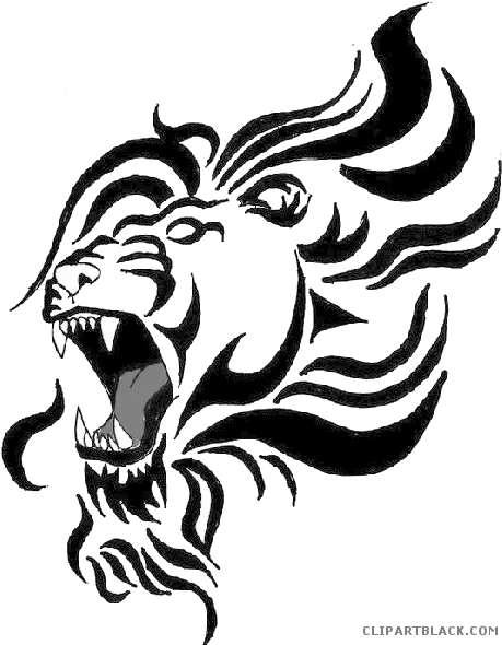 Lion Tattoo Animal Free Black White Roaring Lion Tattoo Png Lion Tattoo Png