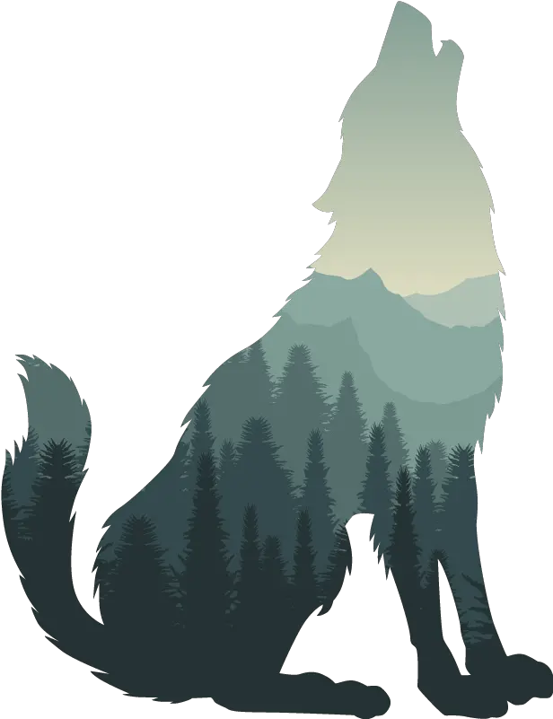 Wolf With Forest Howling Wild Animal Decal Tenstickers Lobo Da Floresta Png Animated Wolf Icon