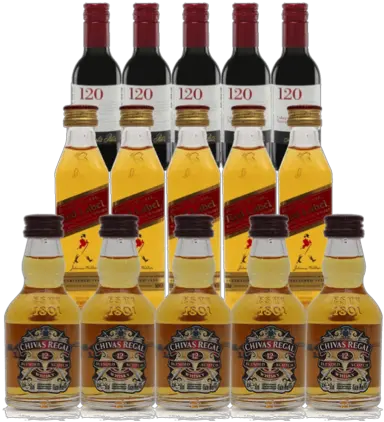 Goldminiaturewineandblendedwhiskycomboset 5x375ml2c5chivas12yr265jwalkerred Flavored Syrup Png Chivas Regal Icon