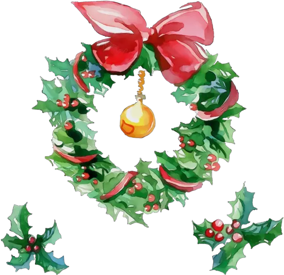 Holly Christmas Decoration Wreath For Holly Png Holiday Wreath Png