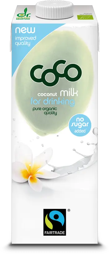 Coconut Milk For Drinking Pure 1000ml Coco By Dr Coconut Milk Fairtrade Png Milk Transparent