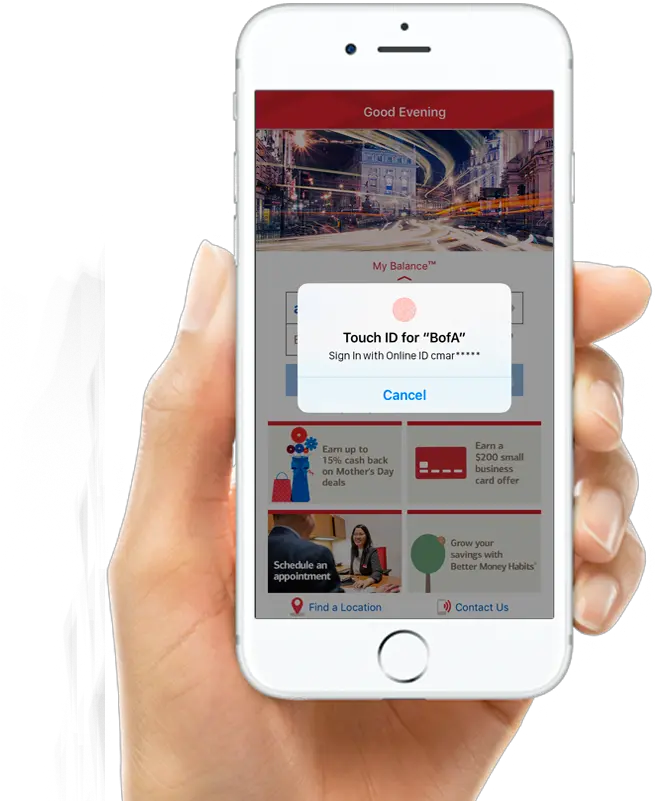 Sign In To The Mobile App With A Simple Touch Of Your Bank Of America Fingerprint Png Thumbprint Png