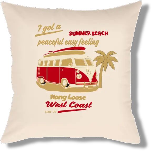 Surfing Surfboard Palm Tree Summer I Got A Peaceful Easy Feeling Throw Cushion Decorative Png Hang Loose Icon