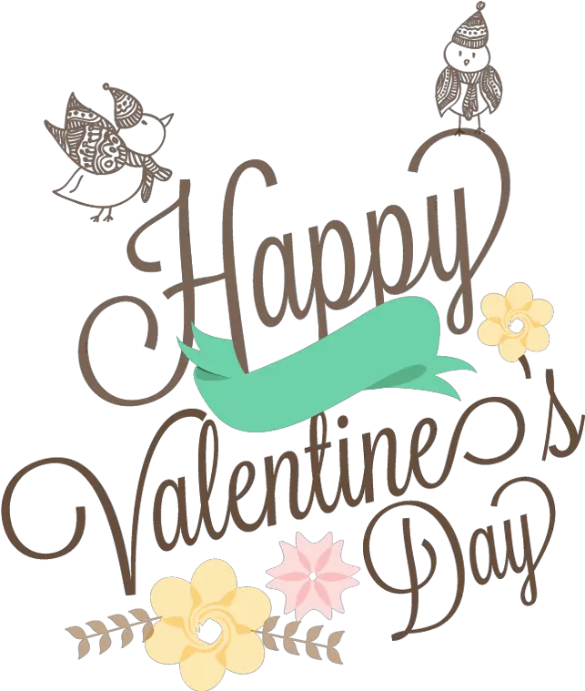 Love Birds Couple With Text Happy Valentineu0027s Day Free Happy Valentines Day Birds Png Love Birds Png