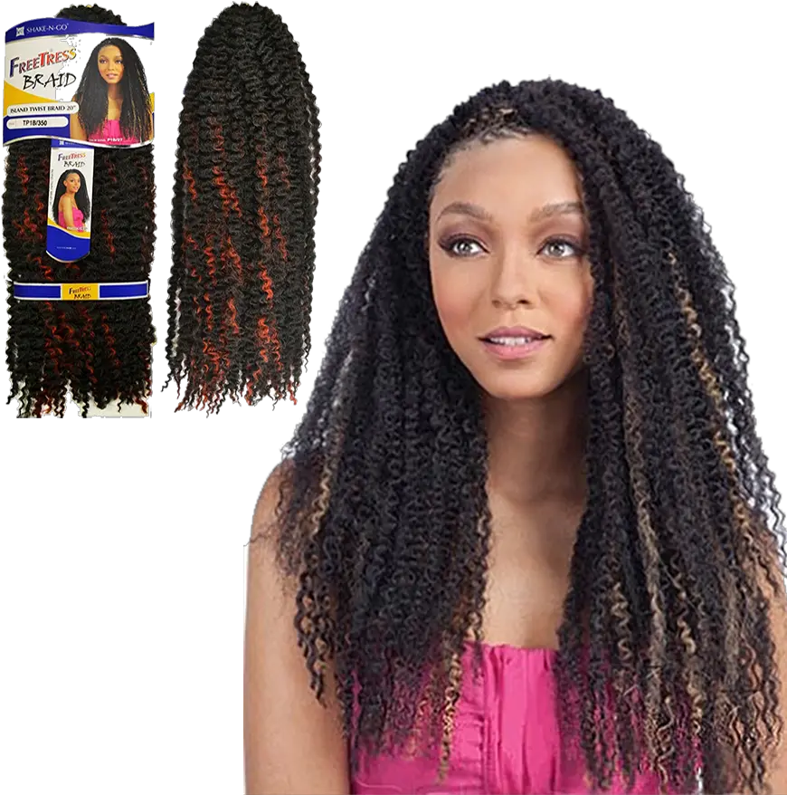 Download Freetress Braid Island Twist 20u2033 Model Freetress Braided Crochet Hair Png Hair Model Png