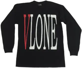 Vlone Black Tee Long Sleeve Shirts Png Logo