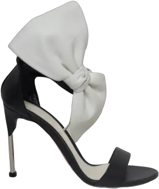 Sandals Alexander Mcqueen White Bow Black Leather Basic Pump Png Mcqueen Png