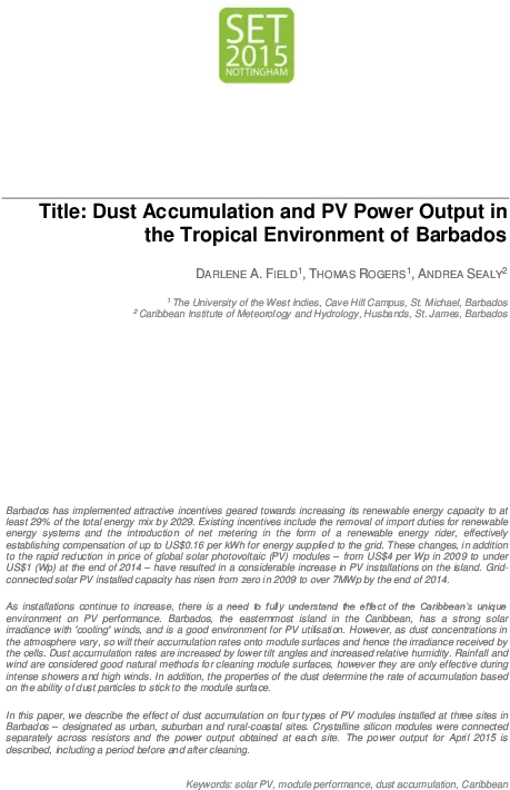 Pdf Dust Accumulation And Pv Power Output In The Tropical Document Png Dust Effect Png