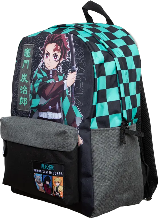 Demon Slayer Tanjiro Checkered Backpacku2013 Atsuko Hiking Equipment Png Demon Slayer Png