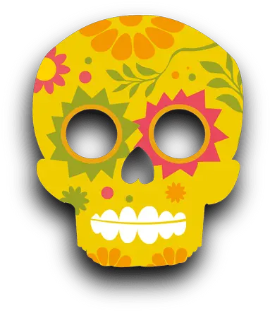 Colorful Floral Yellow Sugar Skull Mexican Sugar Skulls Transparent Background Png Sugar Skull Png