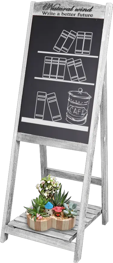 Download Hd Wood Framed Standing Chalkboard 46x16 Blackboard Png Chalkboard Frame Png