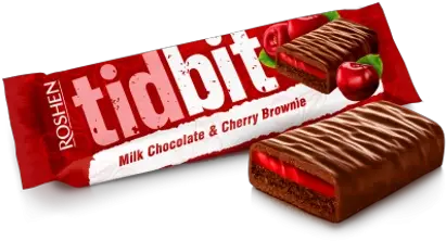 Roshen Tidbit Milk Chocolate Cherry Roshen Okoládová Tyinka Tidbit Cherry Brouwnie Png Chocolate Bar Transparent