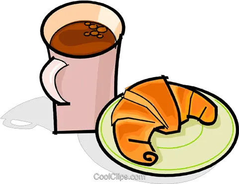 Cup Of Coffee And Croissant Royalty Free Vector Clip Art French Croissants Images Cartoon Png Croissant Transparent Background