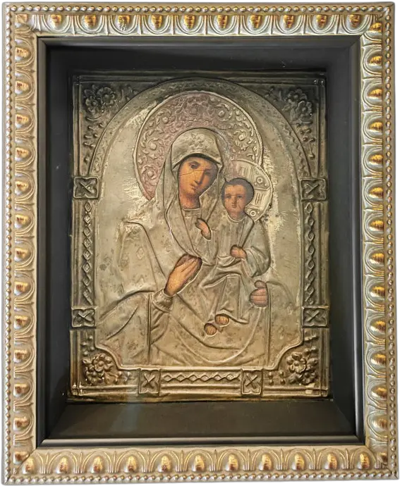 Mid 19th C Russian Icon Of Mary And Jesus Picture Frame Png Jesus Greek Icon