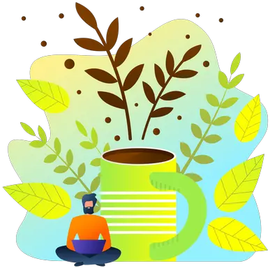 Best Premium Hipster Sitting With Laptop Near Huge Coffee Illustration Png Hipster Icon Vector