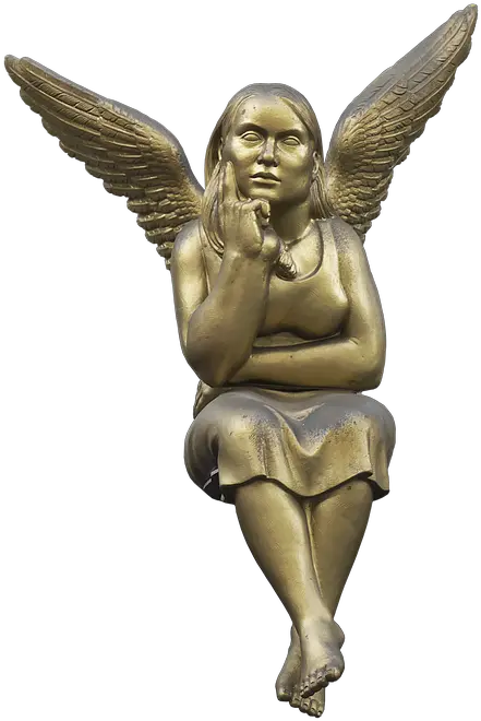 Angel Bronze Statue Sitting Angel Sculpture Sitting Png Angel Statue Png