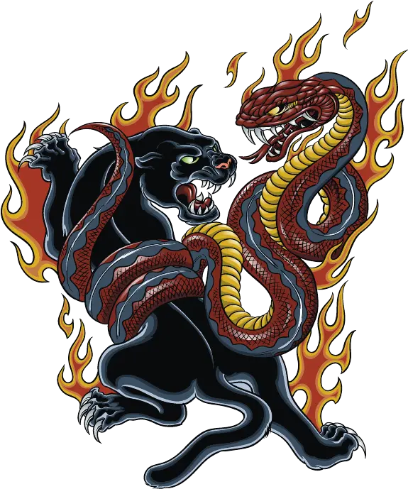 Snake And Panther Tattoo 574x688 Png Clipart Download Cobra Tattoo Snake Tattoo Transparent