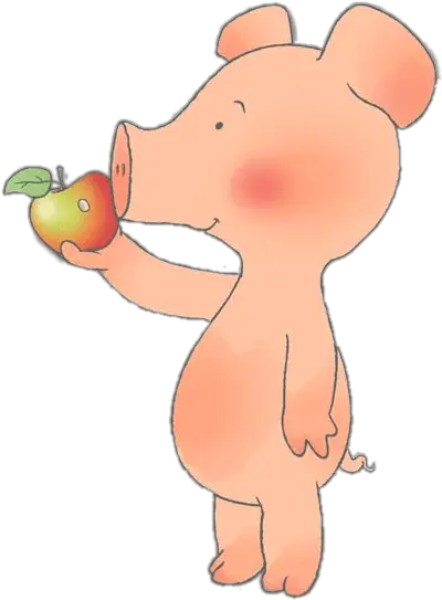 Wibbly Pig Eating An Apple Transparent Png Stickpng Pig Eating An Apple Clipart Eating Png