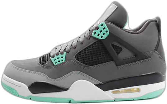 Air Jordan 4 Bg Glow Teal And Grey 4s Png Green Glow Png