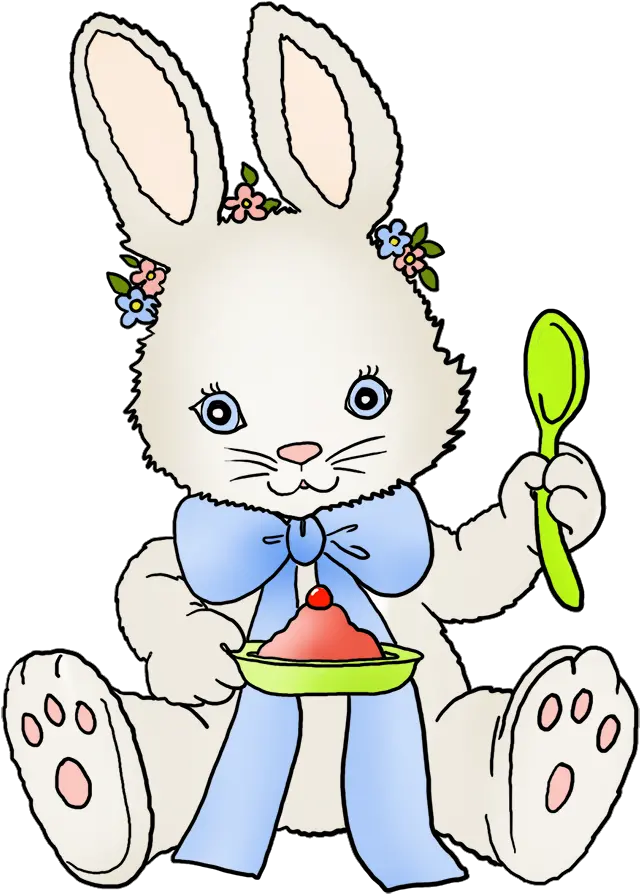 Funny And Cute Easter Clip Art Easter Bunny Eating Cake Png Rabbit Clipart Png