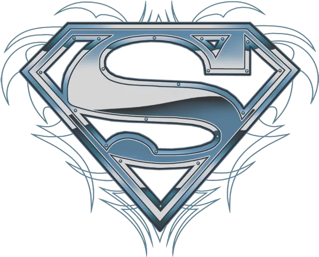 Superman Tribal Chrome Shield Youth T Shirt Ages 812 Avisa Sticker Baby On Board Png Superman Logo Drawing