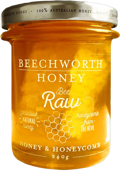 Bee Raw Honey Honeycomb 240g Jar Beechworth Honeycomb Png Honey Transparent