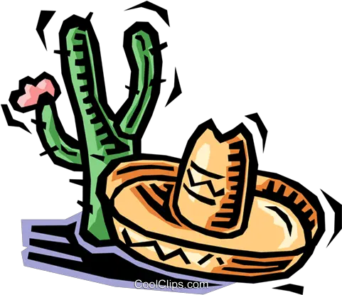 Cactus And A Sombrero Royalty Free Vector Clip Art Vector Graphics Png Sombrero Clipart Png