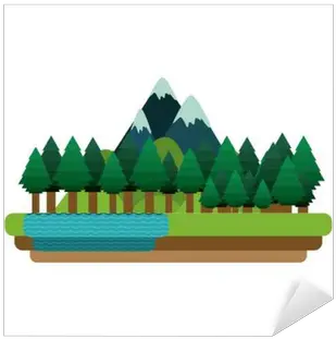 Sticker Forest And Mountain Icon Landscape Nature Outdoor Beautiful Season Theme Isolated Design Vector Illustration Pixersus Png Forest Icon Png