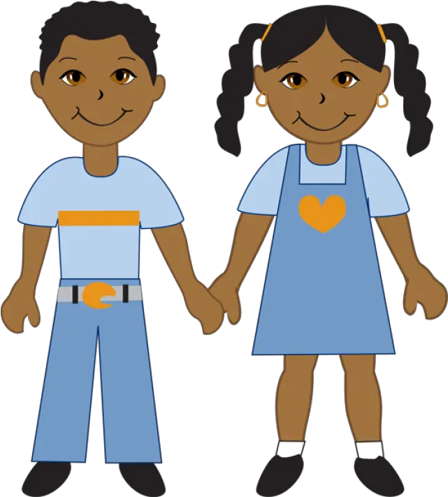 Boy Is Smaller Than The Girls Vector Clipart African American Boy And Girl Png Boys Png