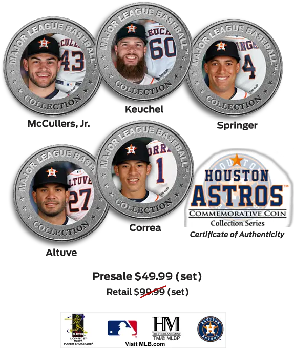 Limited Edition Mlb Licensed Astros Collector Coins Houston Astros Png Astros Png